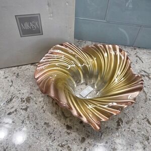 NEW Vtg Mikasa Belle Epoque Copper Gold Swirl Centerpiece Bowl 12.5" Germany‎